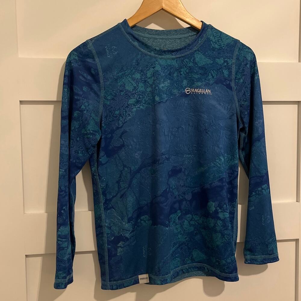 Youth Magellan Realtree Wave Reversible Long Sleeve Fishing Shirt Size Medium